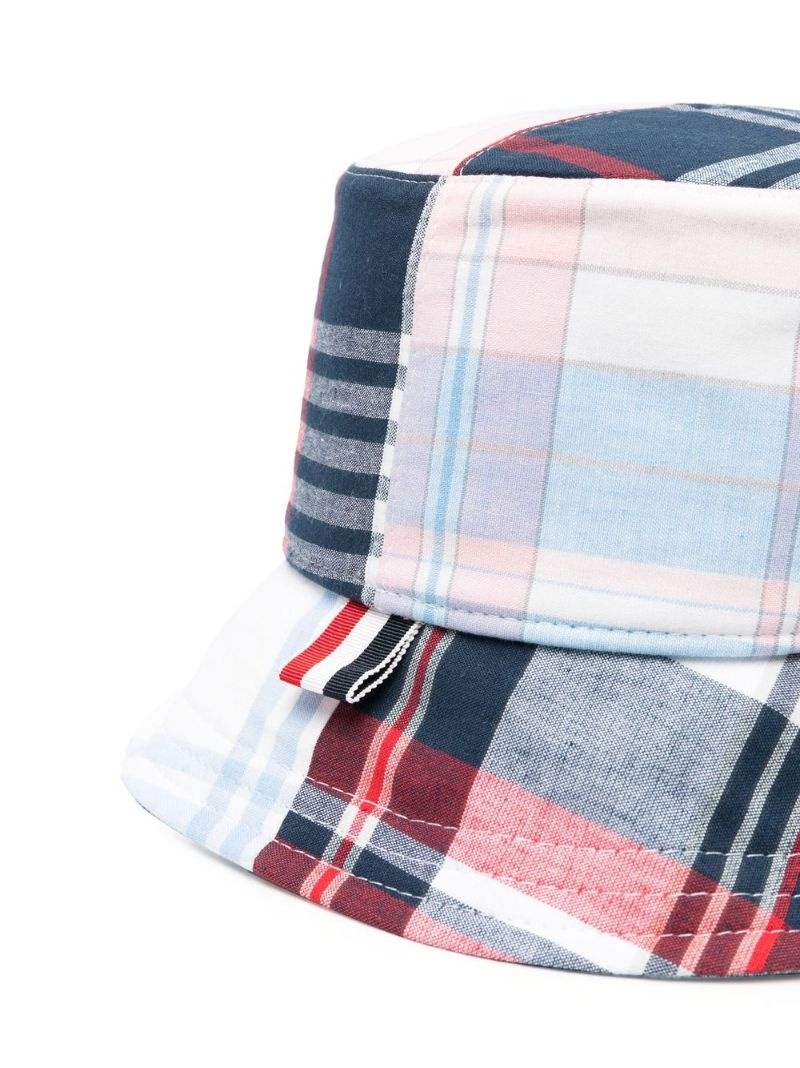 logo-patch checked bucket hat - 2