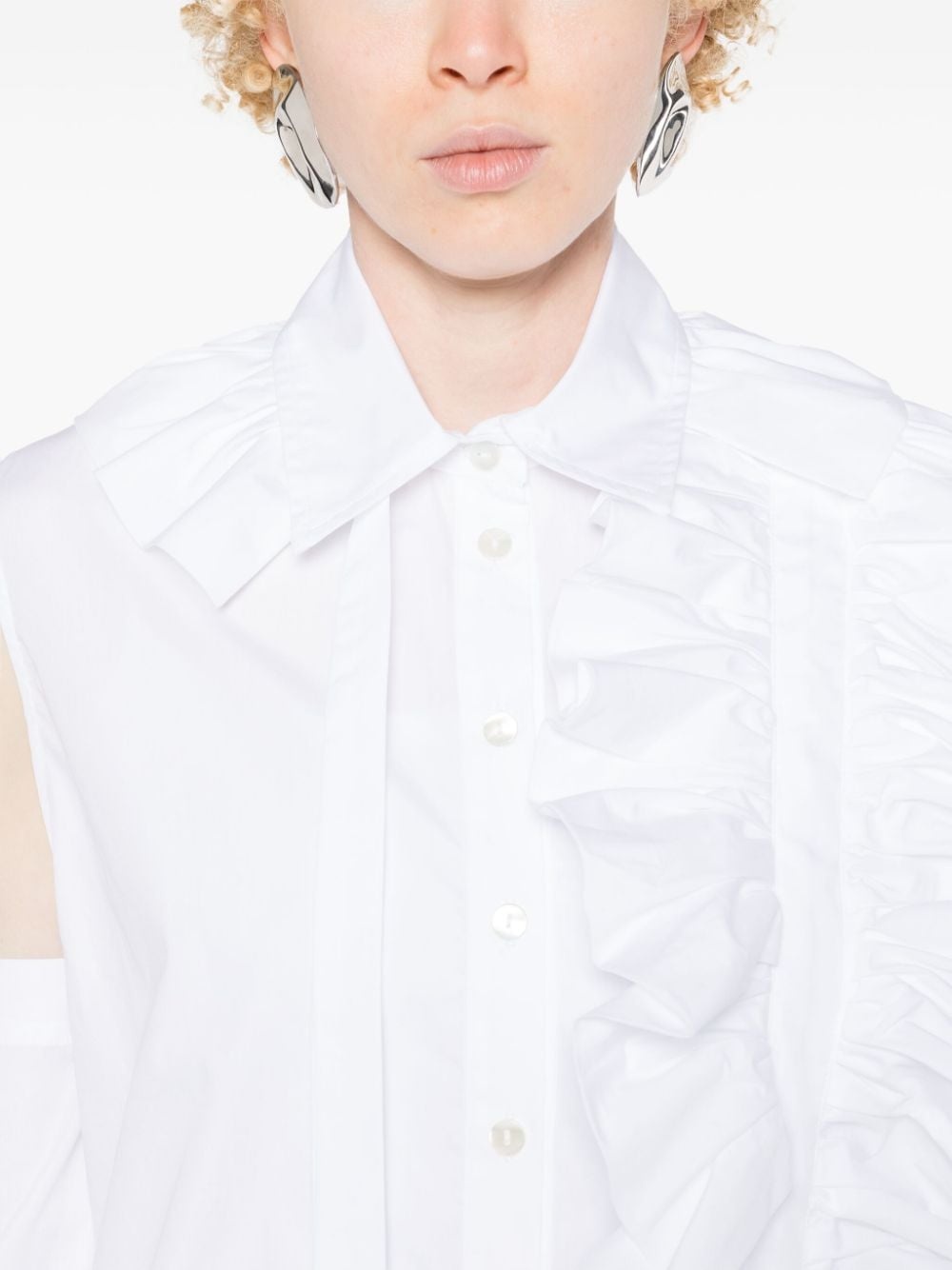 ruffle-detail poplin shirt - 5