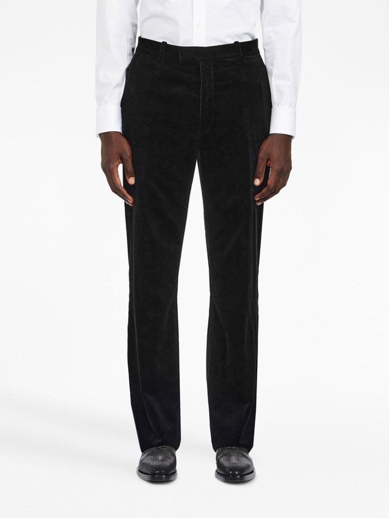 pressed-crease velvet straight-leg trousers 3