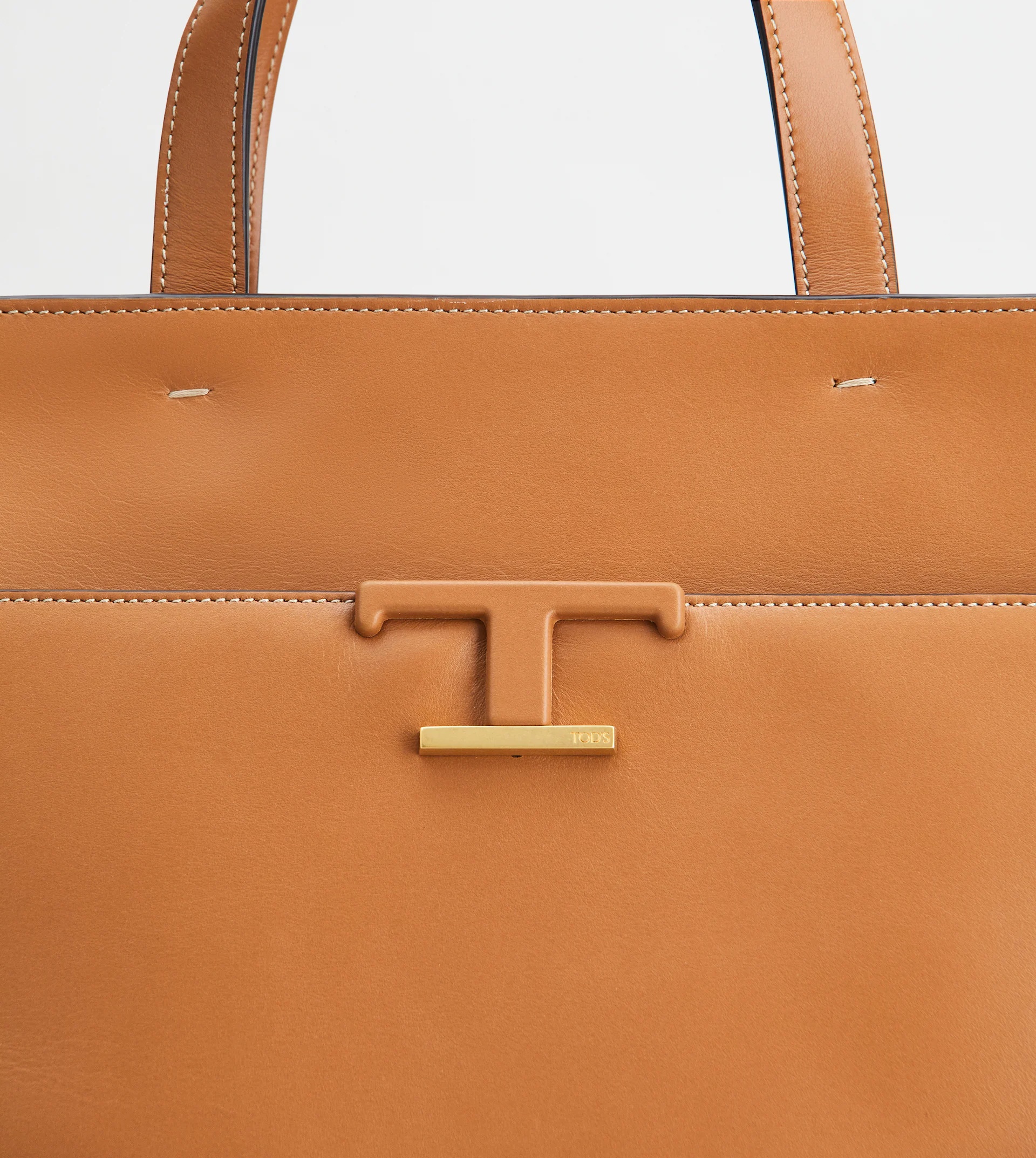T TIMELESS SHOPPING BAG IN LEATHER MEDIUM - BROWN - 4