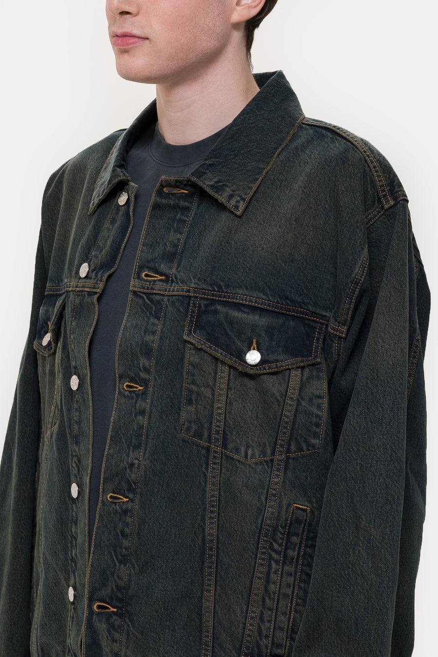Bold Denim Jacket in Blue/Green - 4
