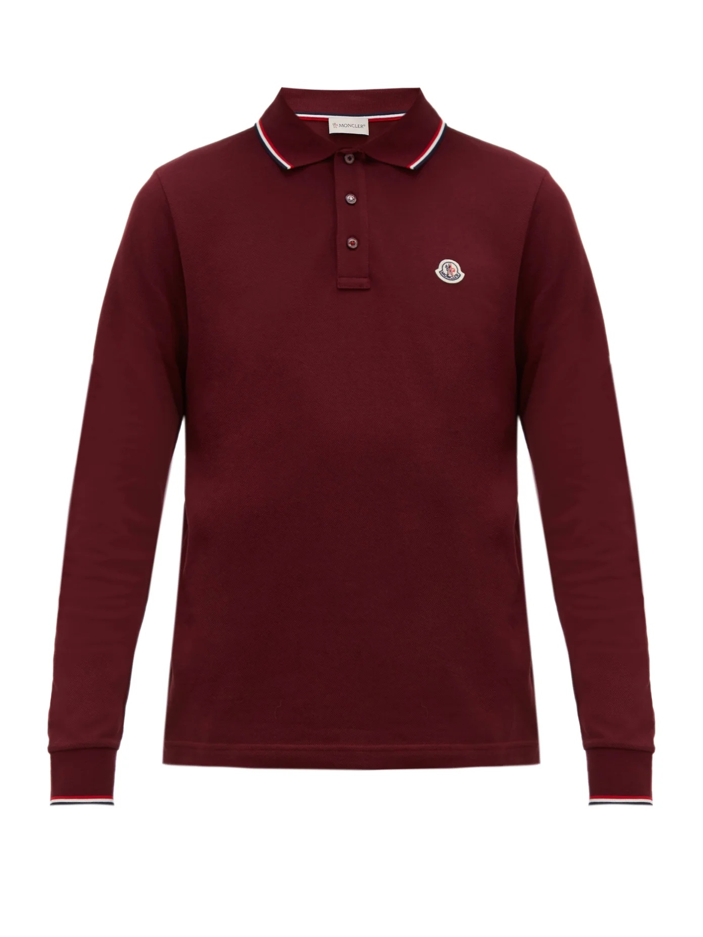 Long-sleeve cotton-piqué polo shirt - 1