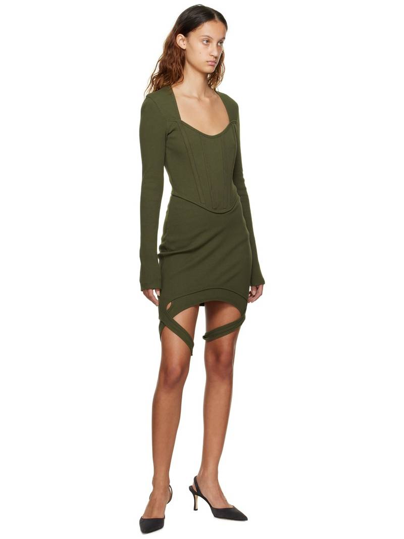 Dion Lee 녹색 핀 코르셋 Minidress outlook