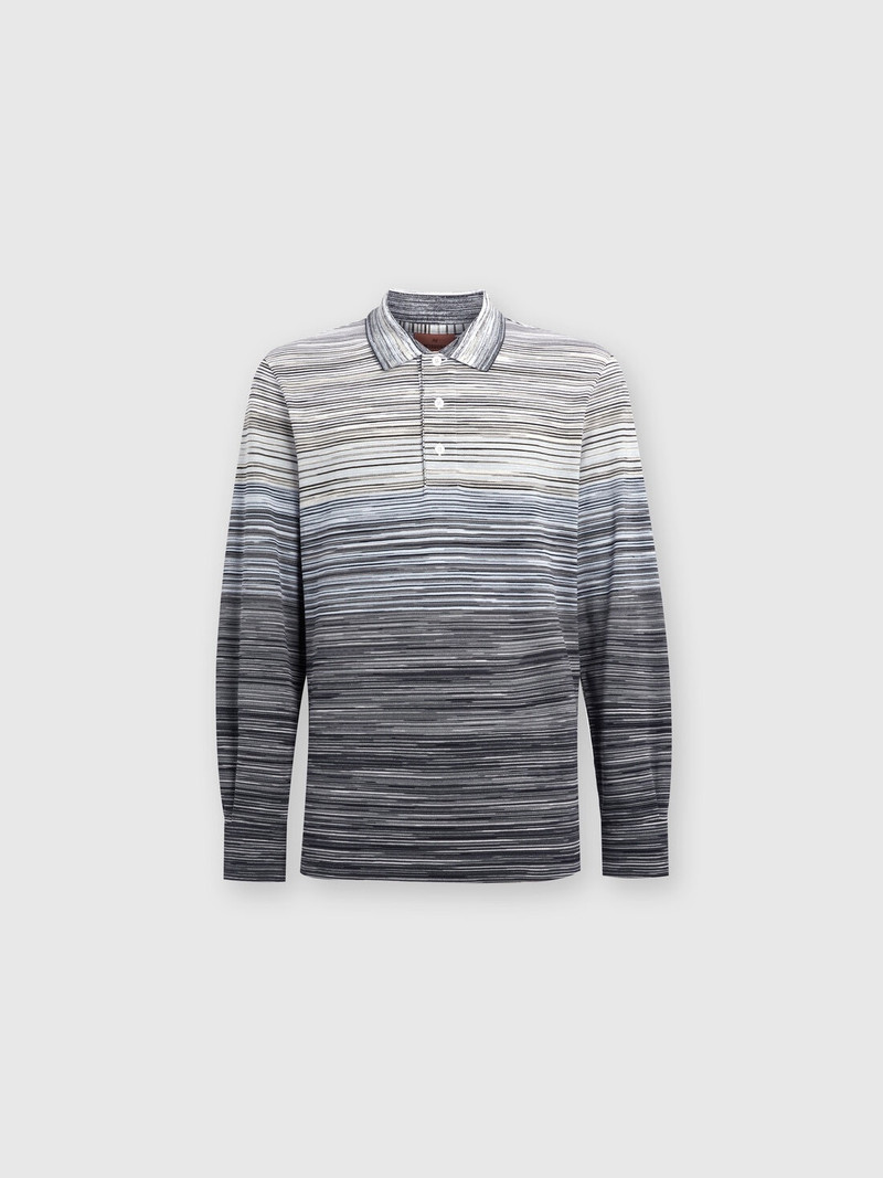 Long-sleeved polo shirt in slub cotton piqué 1
