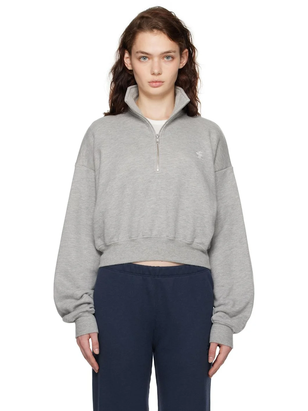 cropped half-zip sweatshirt - 1