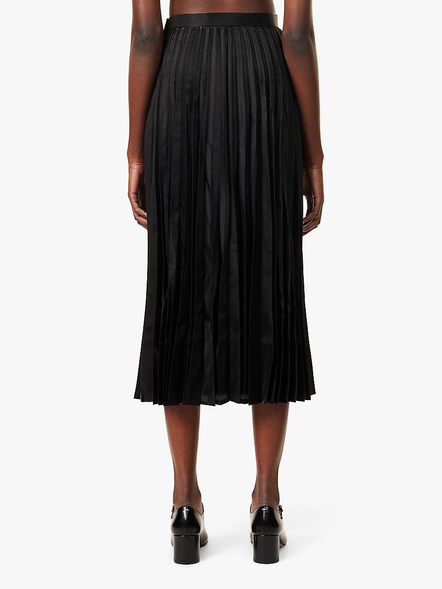 Structured-waistband pleated woven midi skirt - 4