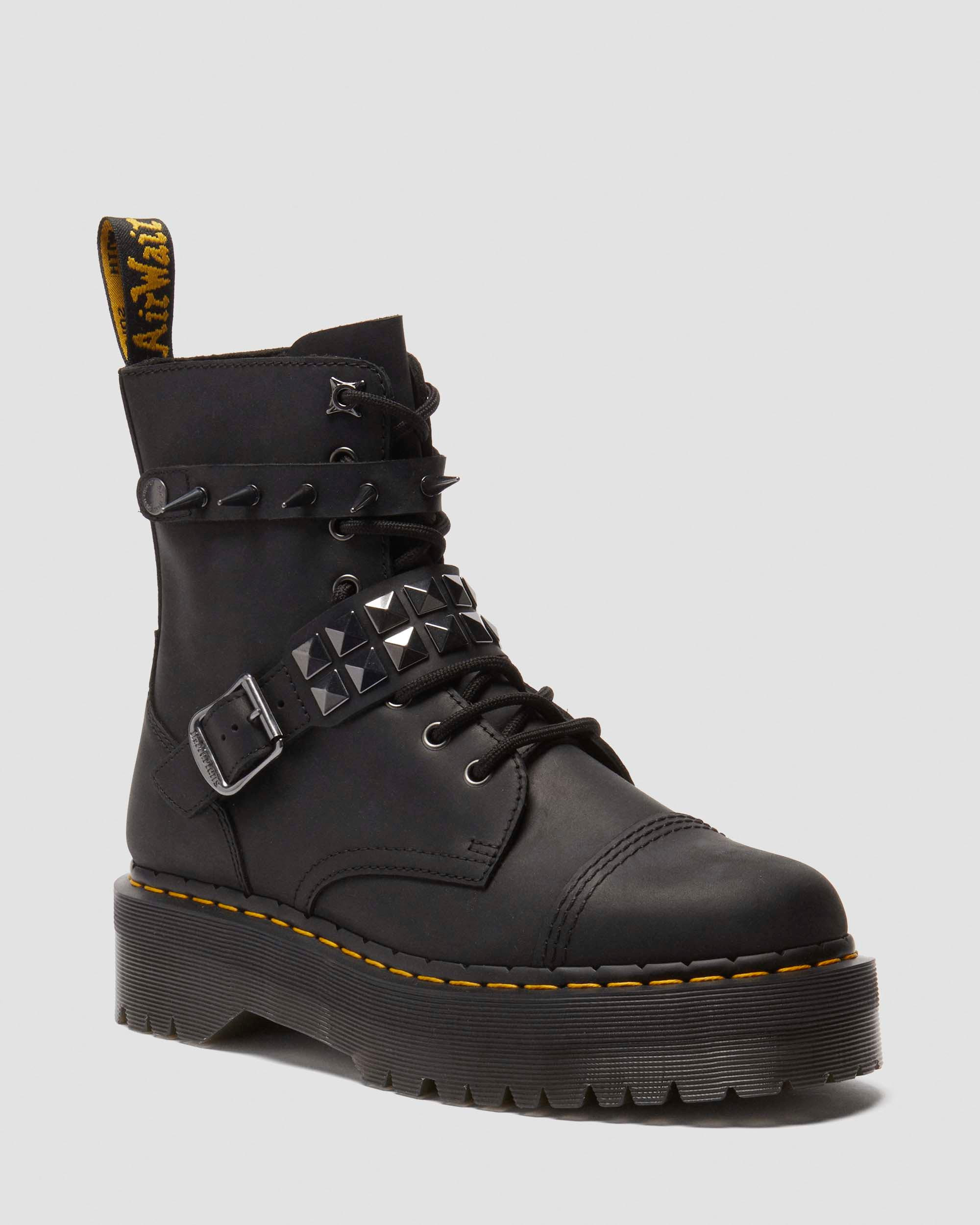 Jadon Spike Leather Platform Boots - 5