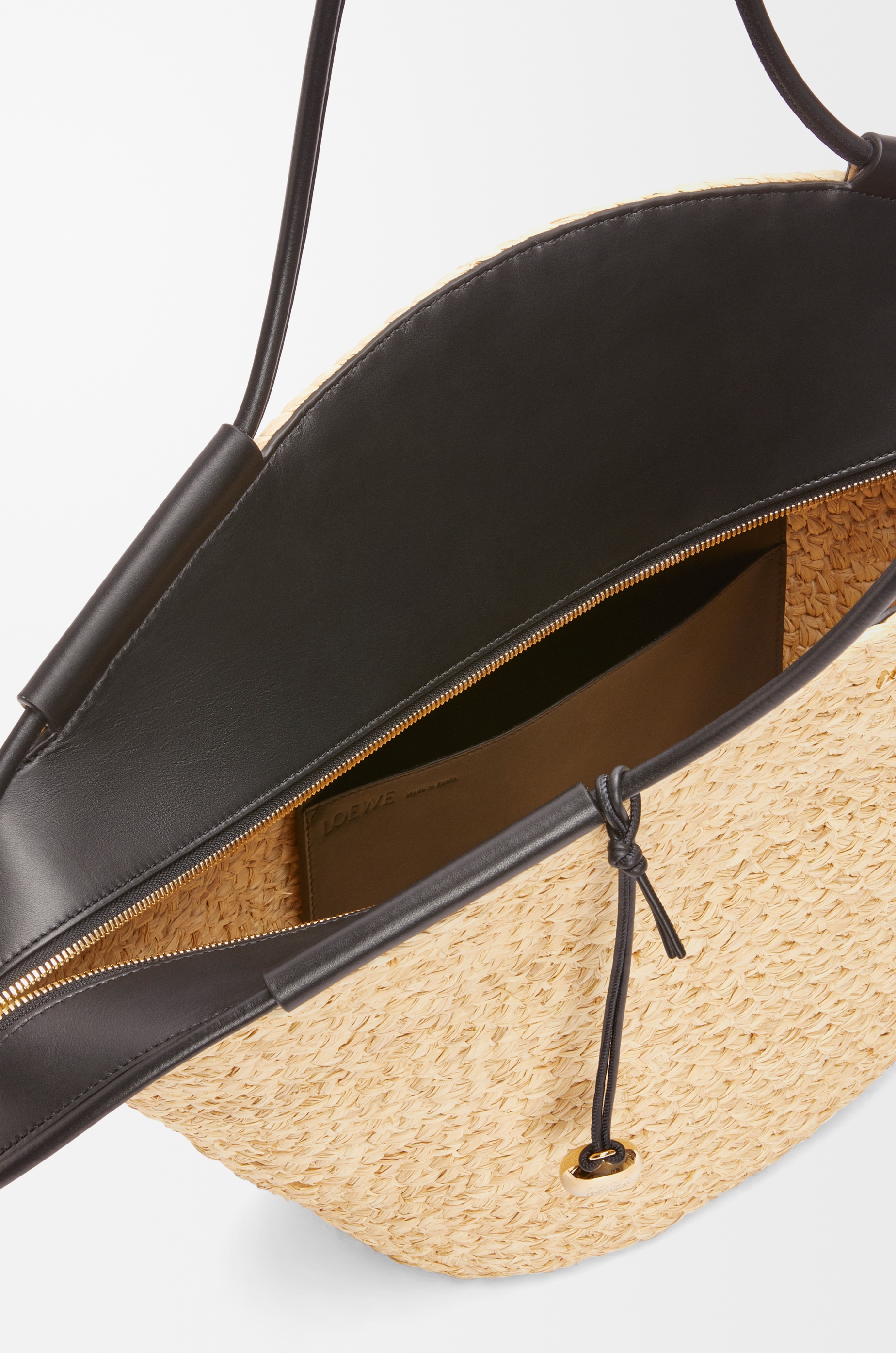 Large Paseo basket in raffia and nappa calfskin - 7