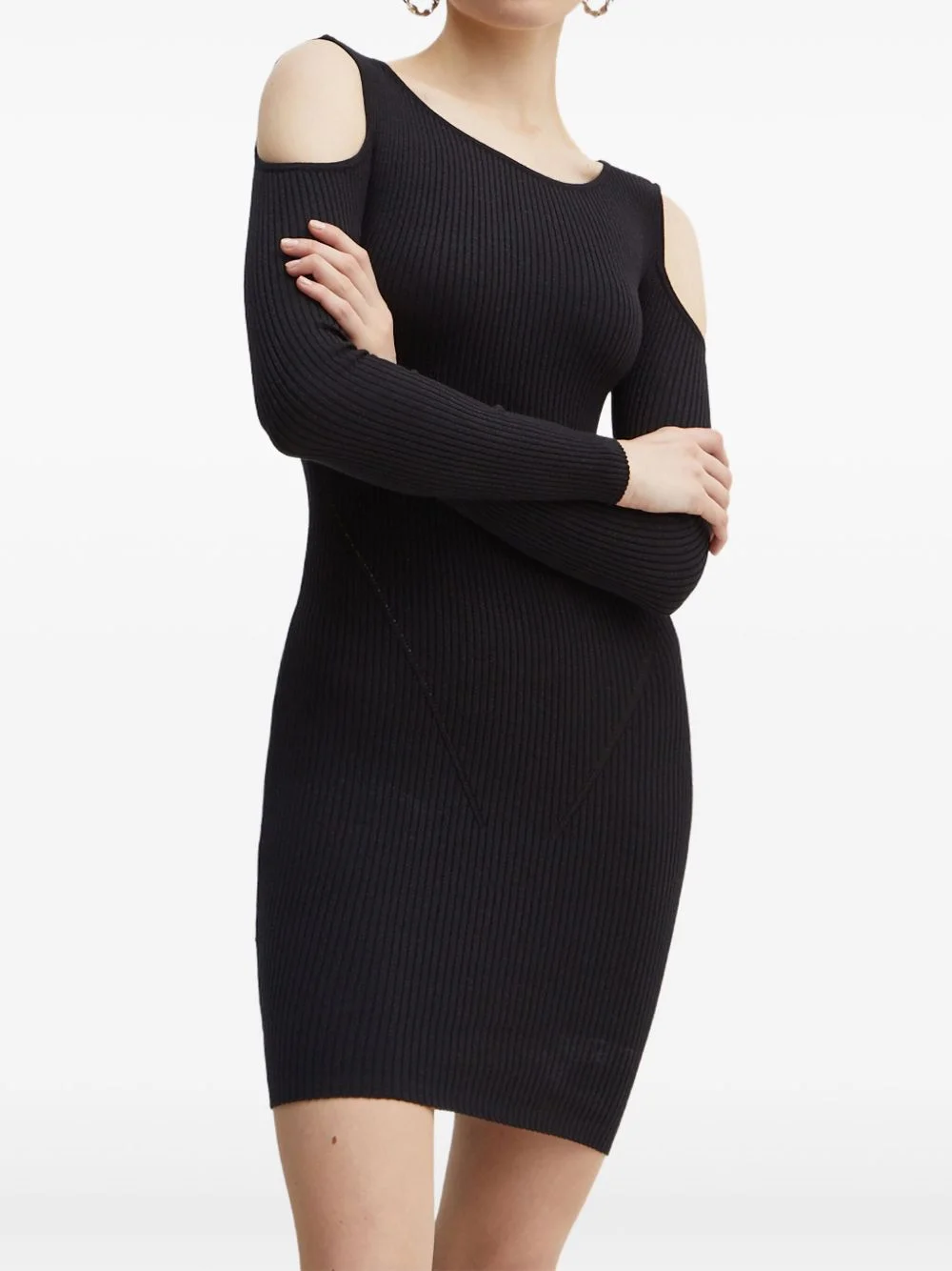 cold-shoulder long-sleeve mini dress - 1