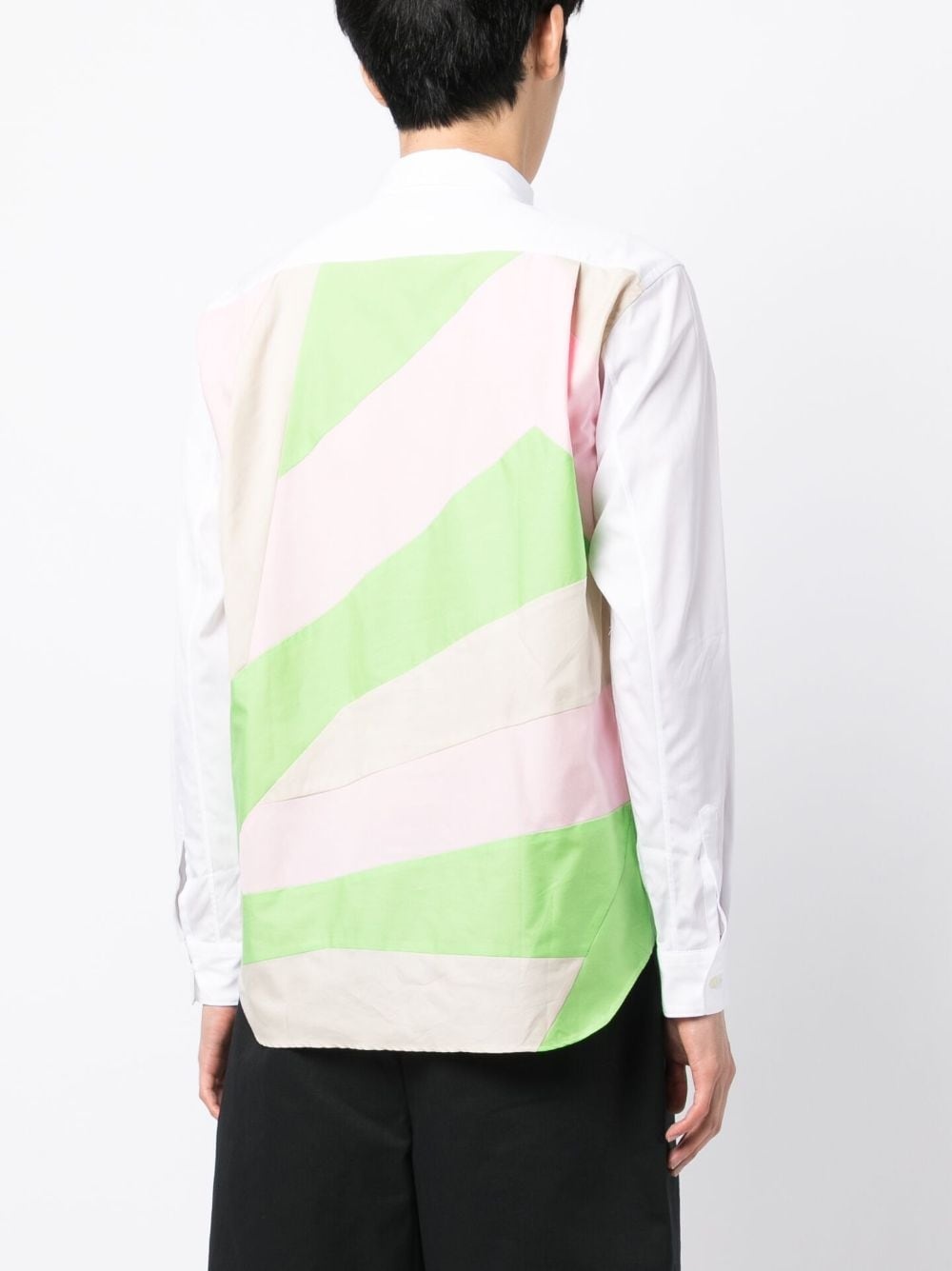 colour-block panelled cotton shirt - 4