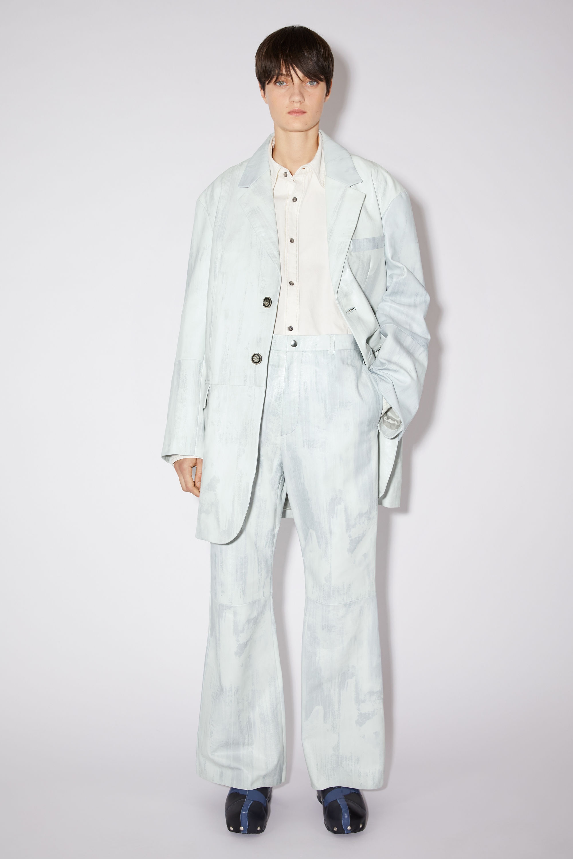 Leather trousers - Cold white - 3