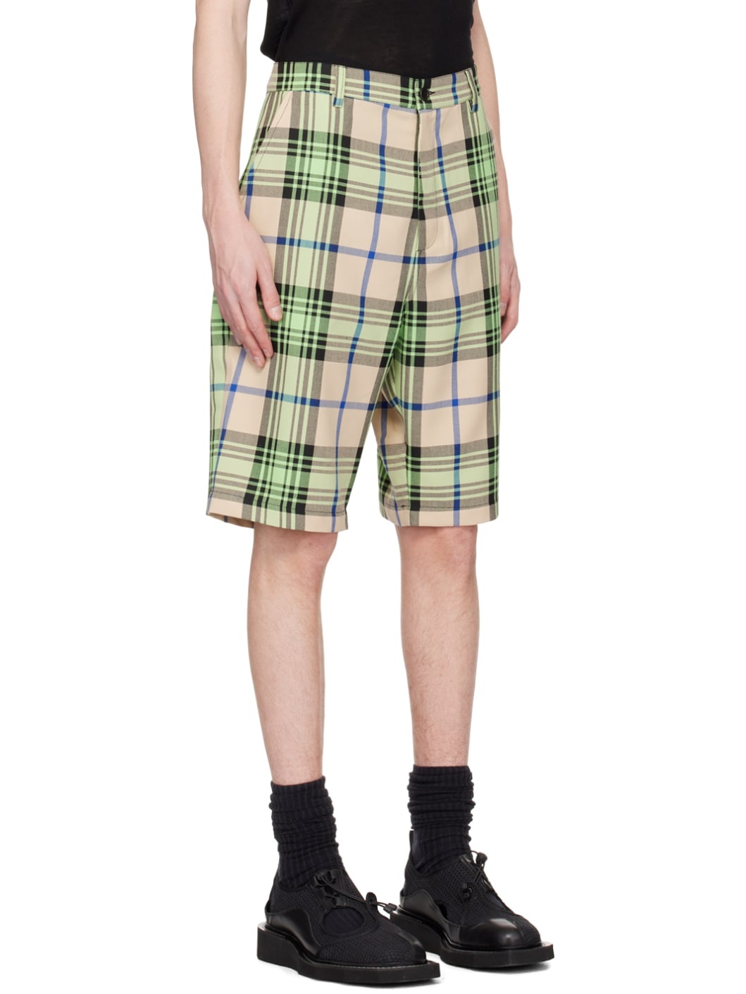 Beige & Green Fast Shorts - 2