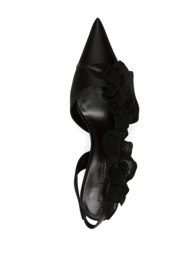 ruffle-detailed satin slingbacks 4