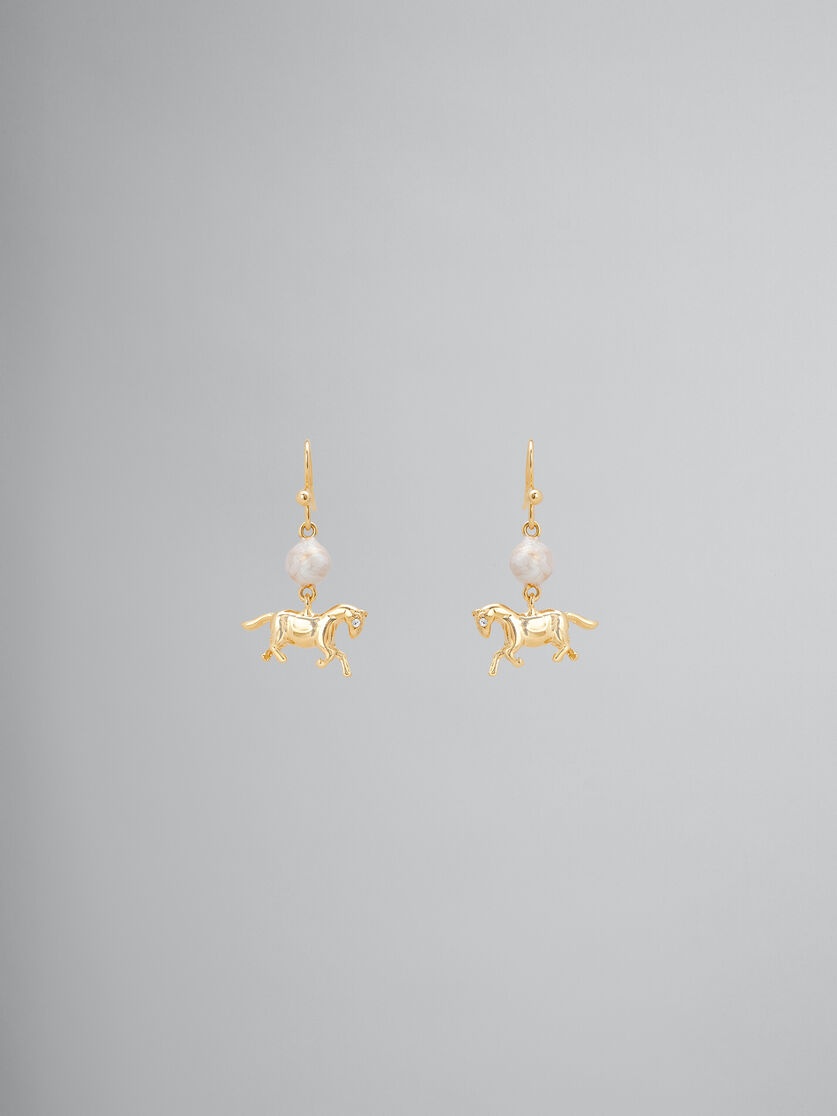 GOLD HORSE DROP EARRINGS - 1