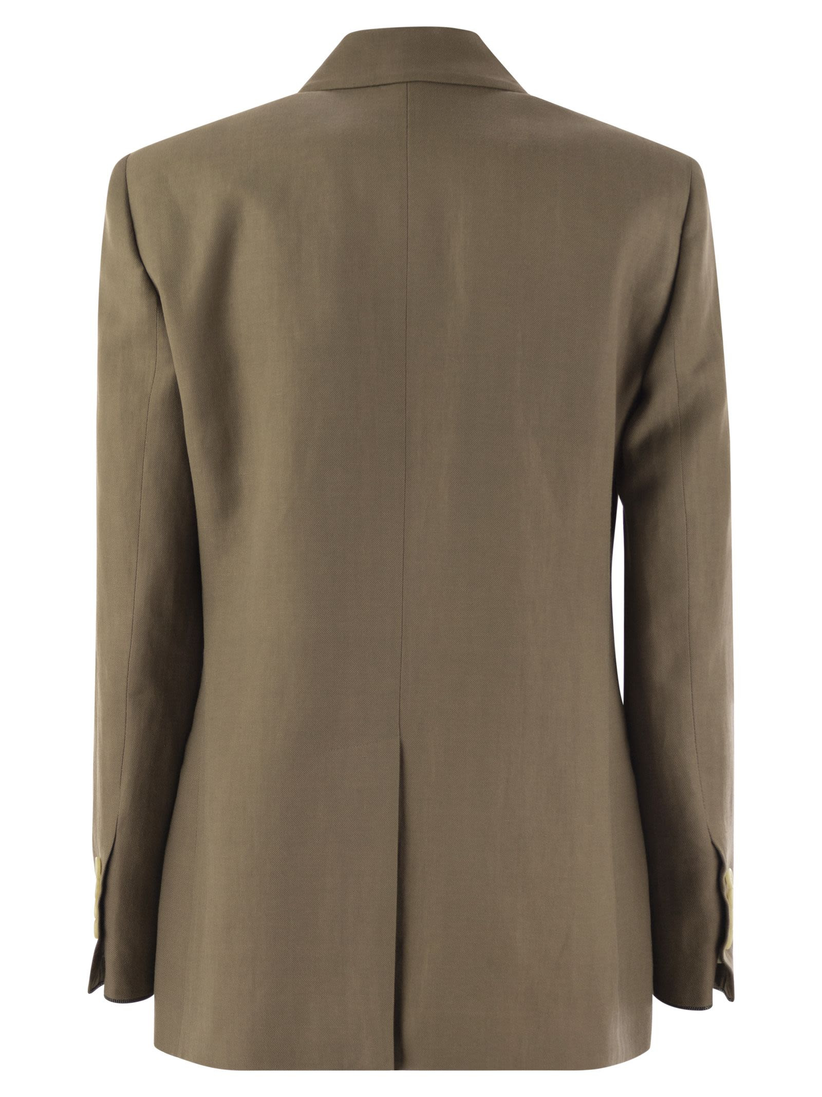 Brunello Cucinelli Women Fluid Viscose And Linen Twill Jacket With Shiny Cuffs - 2