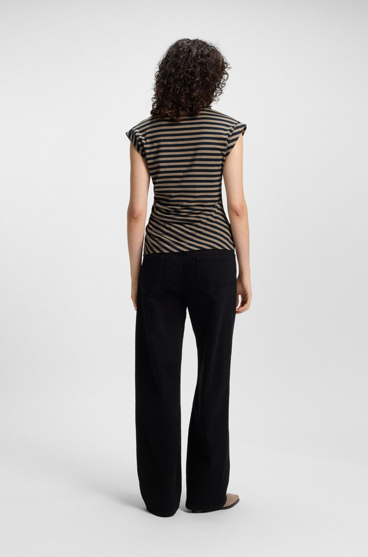 STRIPED TOP IN COTTON JERSEY WITH GATHERED WAIST - 4
