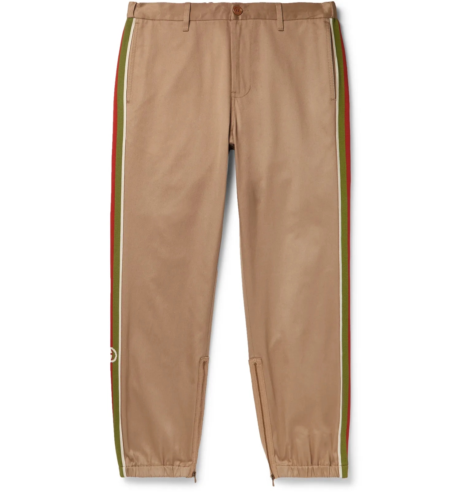 Slim-Fit Webbing-Trimmed Cotton-Drill Trousers - 1