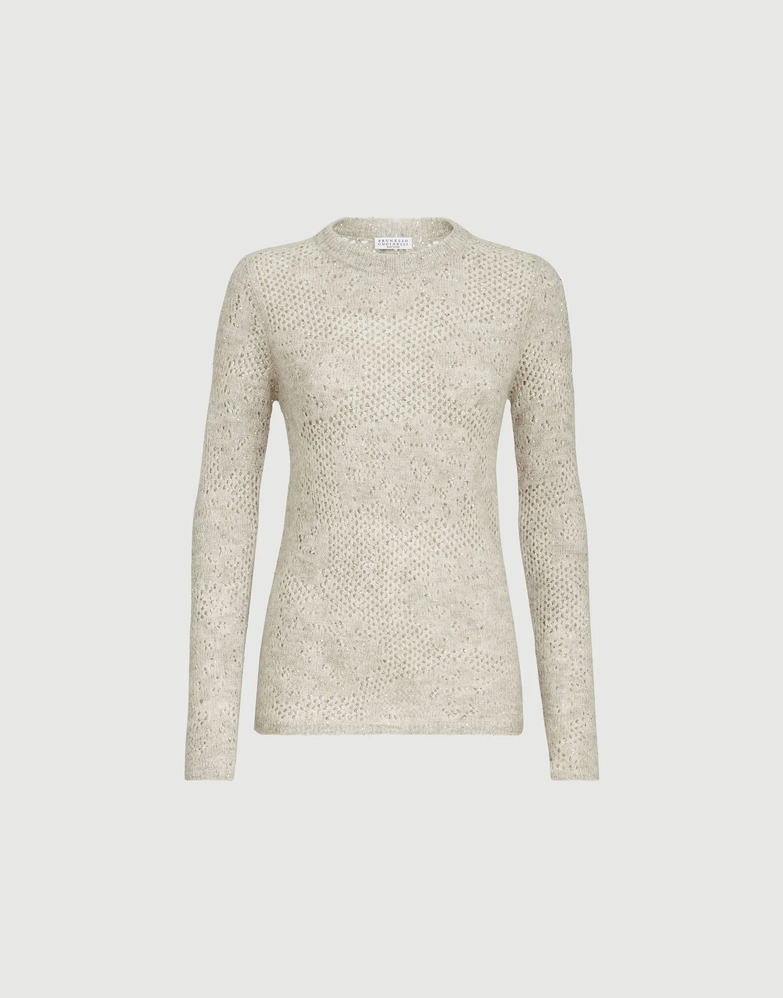 Lace flowers sweater in sparkling mohair and virgin wool - 1