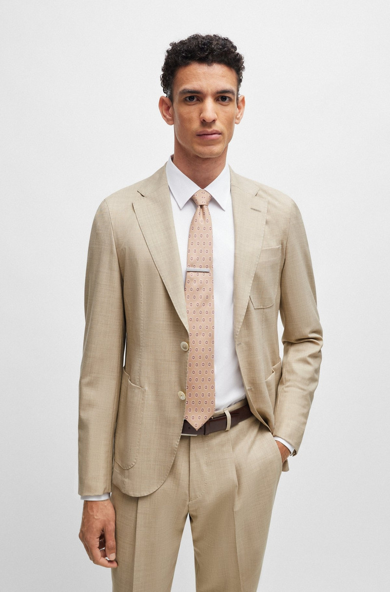 SLIM-FIT SUIT IN MELANGE VIRGIN WOOL AND SILK 2