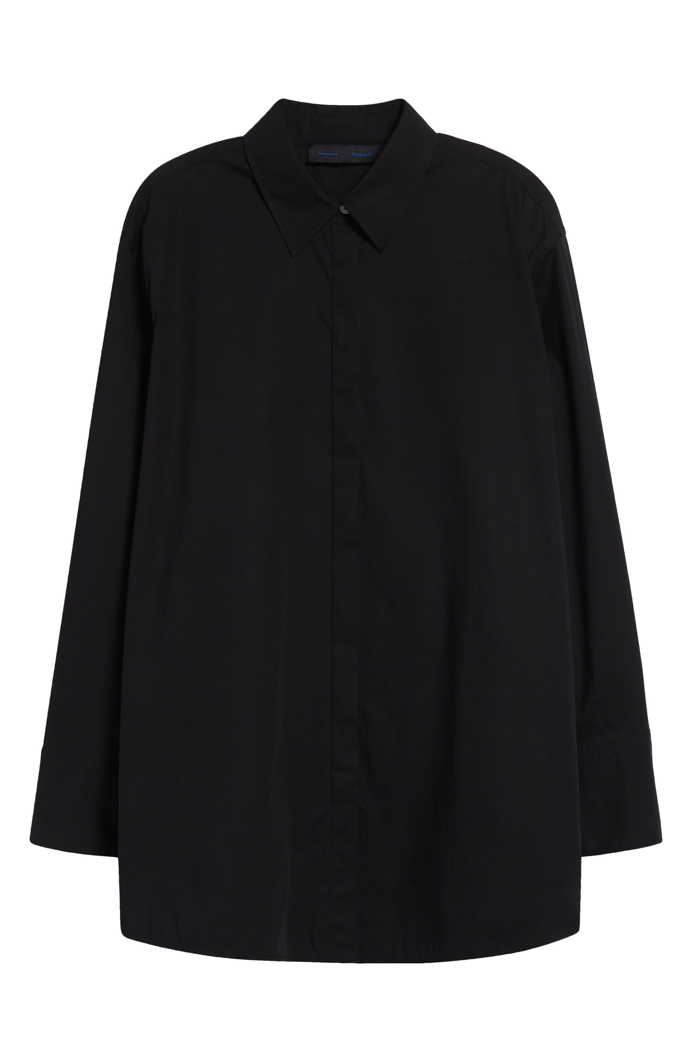 Proenza Schouler Addy Cotton Stretch Poplin Button-Up Shirt in Black at Nordstrom - 5