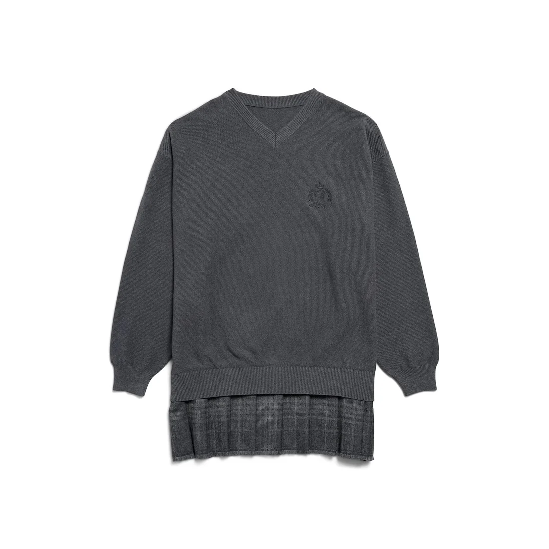 Women's Layered Sweater Dress in Heather Grey - 1