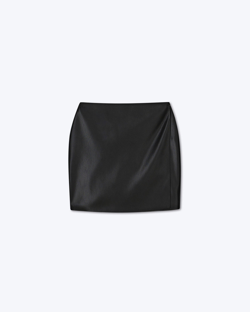 SVANA - OKOBOR™️ alt-leather wrap mini skirt - Black 1