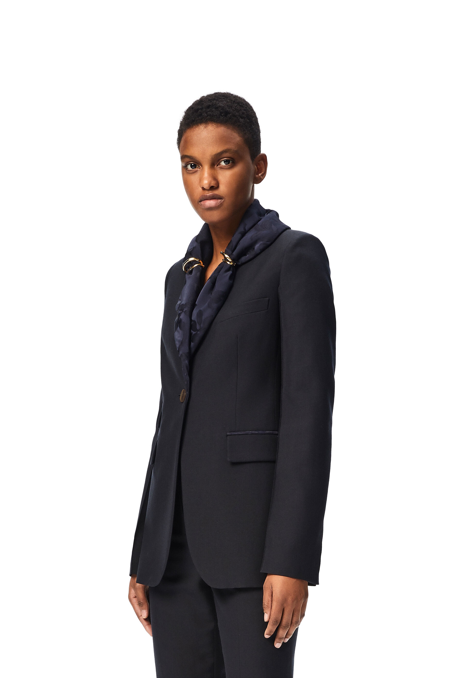 Jacquard shawl collar jacket in wool and viscose - 3