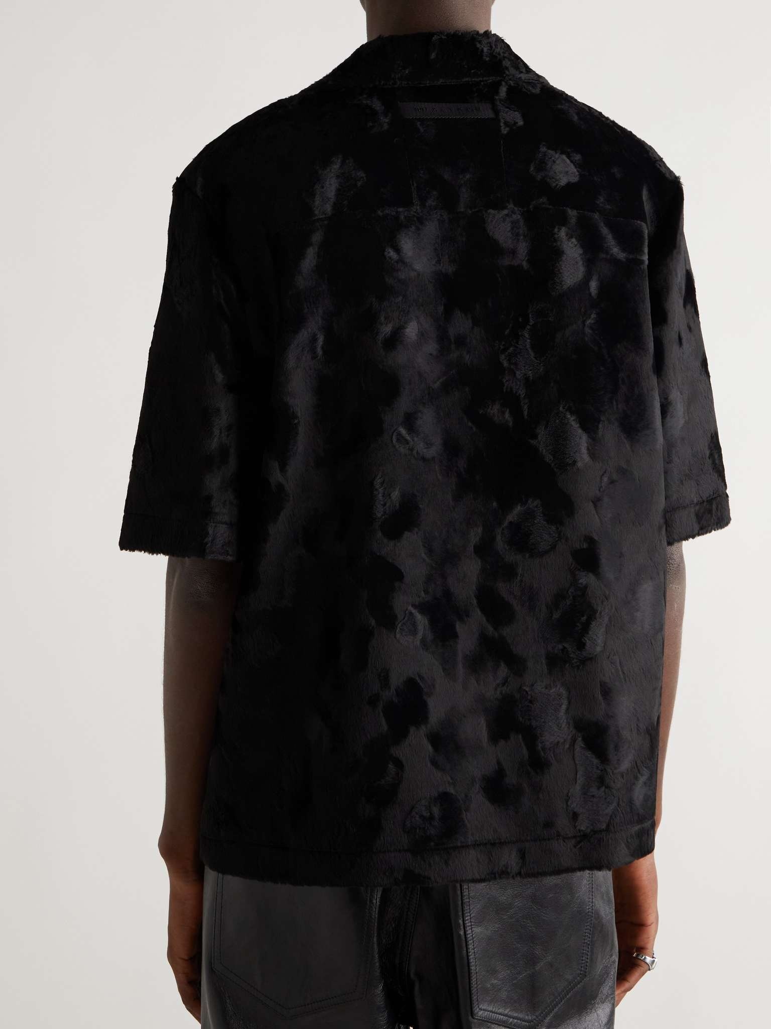 Camp-Collar Faux Pony Hair Shirt - 4