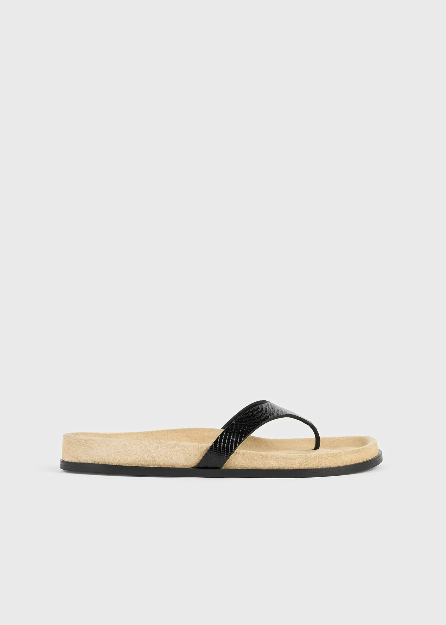 Contoured lizard-embossed flip flops beige/black - 1
