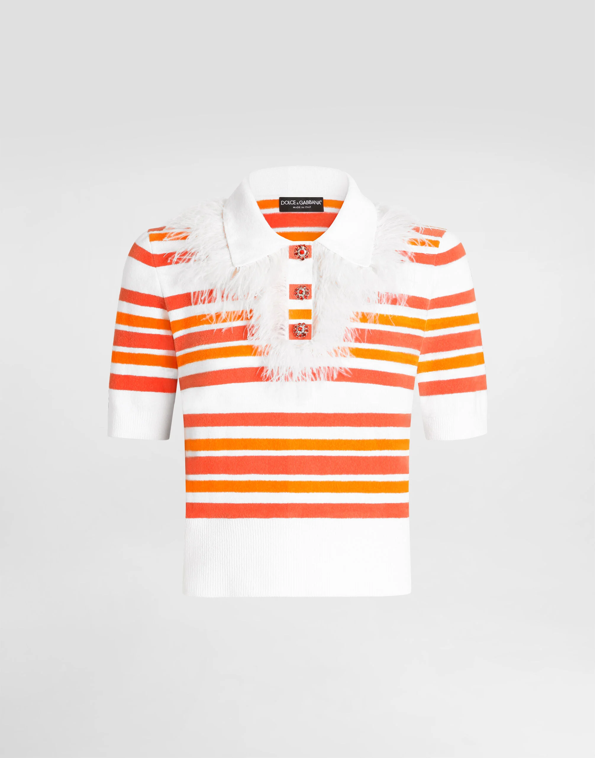 Polo shirt pullover in striped knit - 1