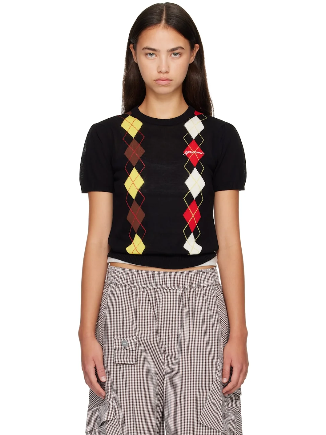 Black Argyle Sweater - 1