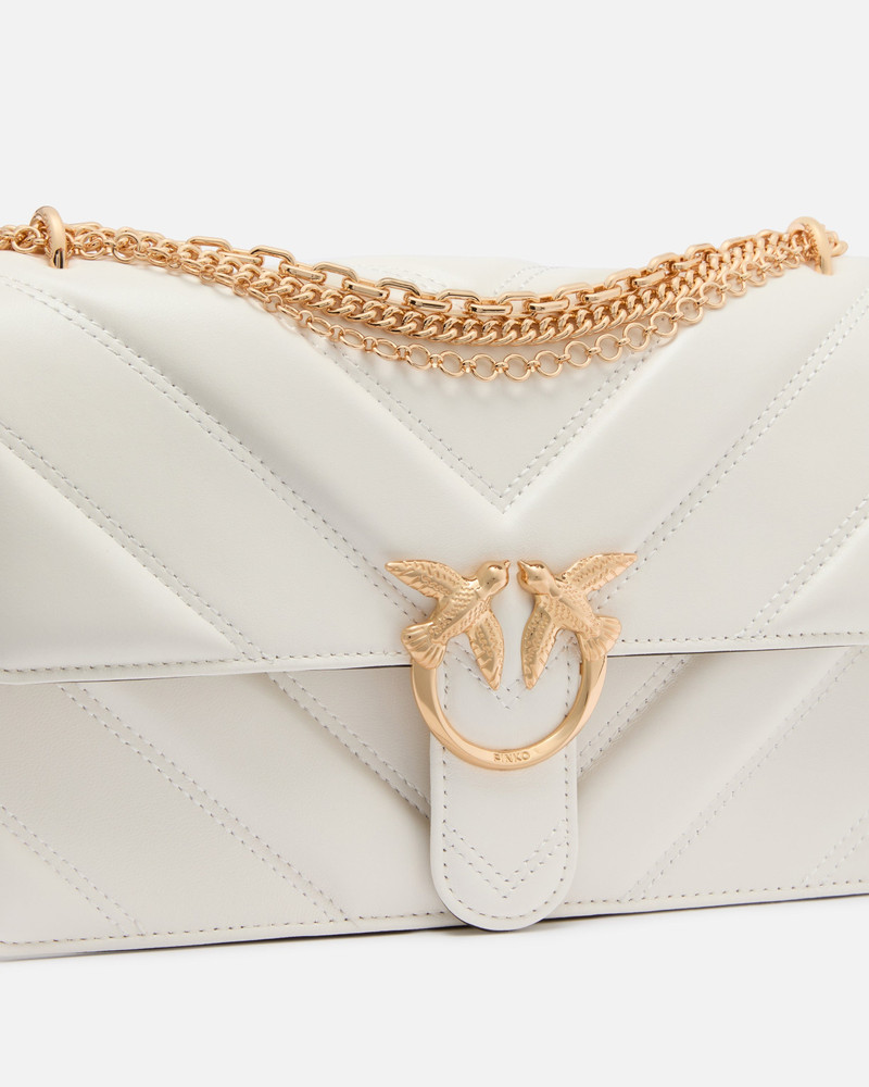LOVE BAG ONE MEDIUM SHOULDER BAG IN CHEVRON LEATHER AND NAPPA WITH TRIPLE CHAIN 3