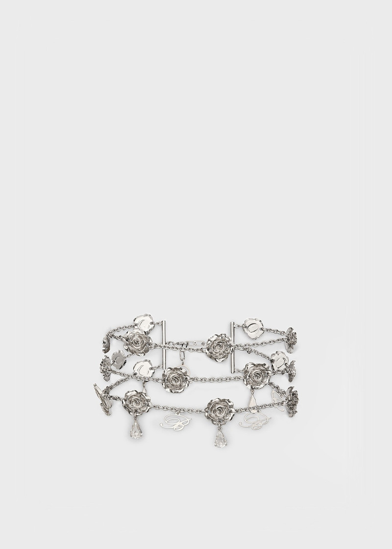 METAL CHOKER WITH ROSES, GLASS DROPS AND B MONOGRAM 1