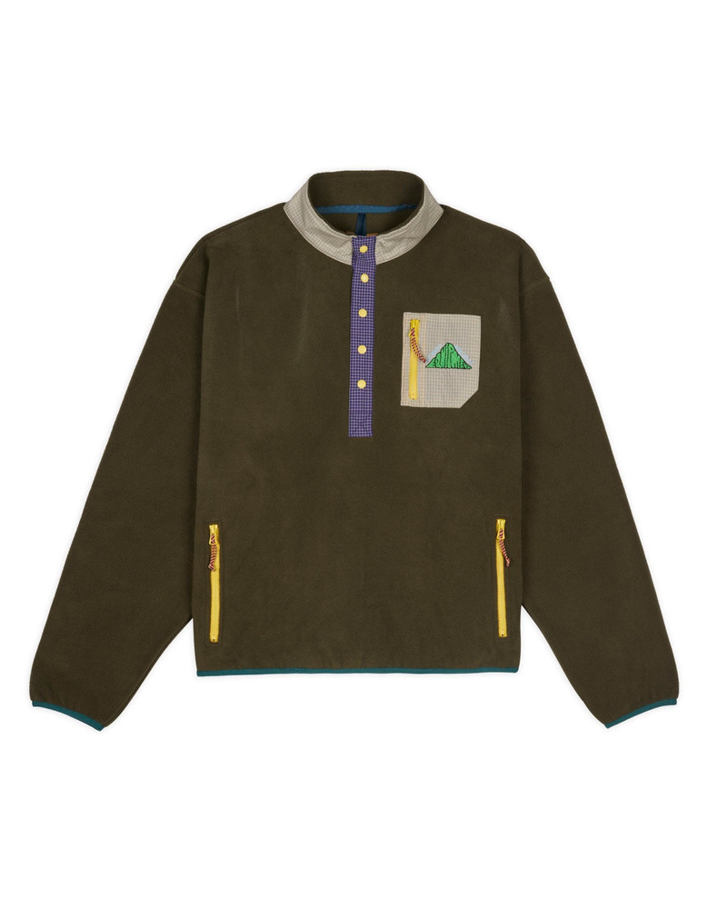 Brain Dead Equipment Ripstop Pullover Fleece Jacket - Olive 1