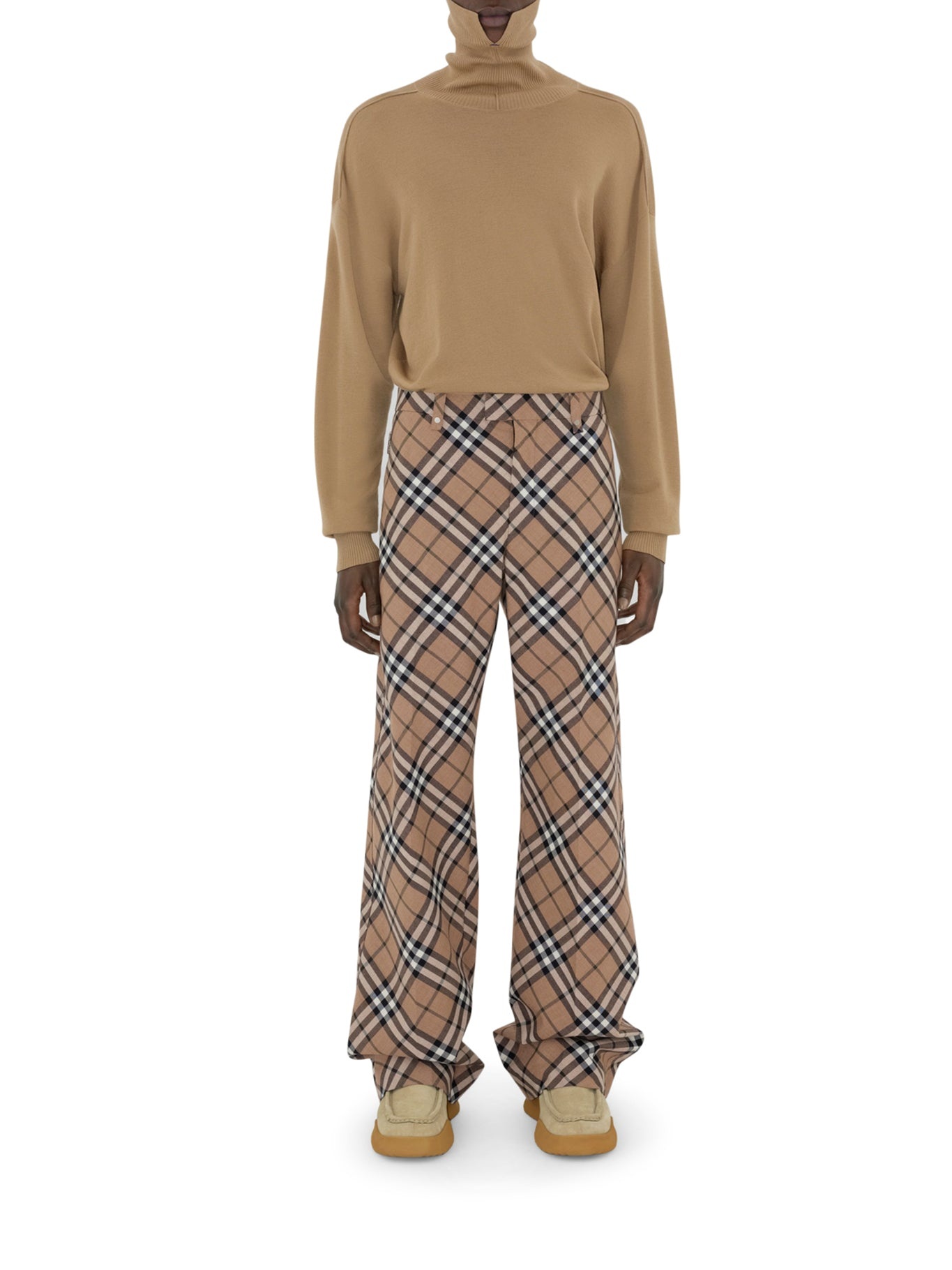 CHECK WOOL BLEND TAILORED TROUSERS - 1