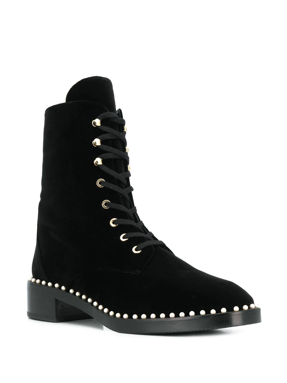 pearl-embellished lace-up boots - 2