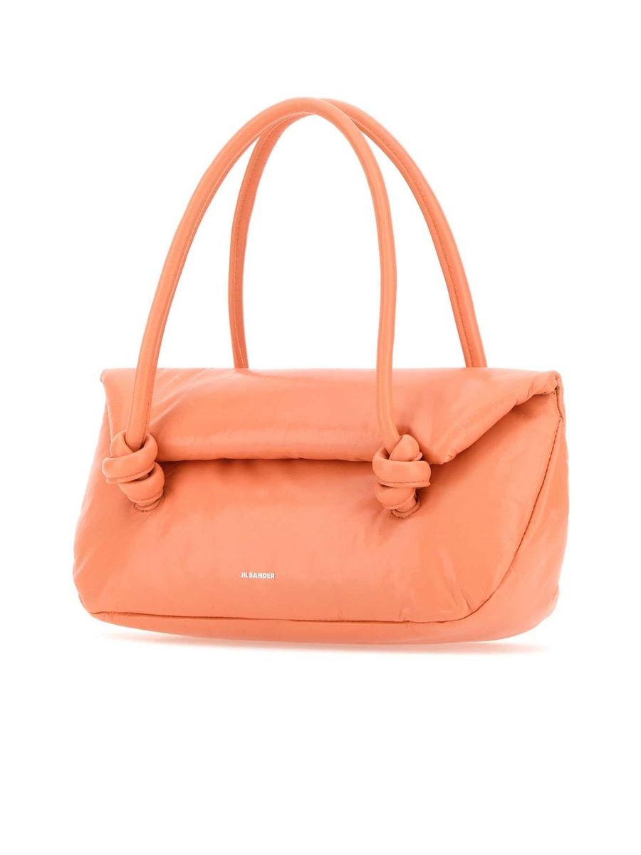 Peach Leather Knot Handle Handbag - 2