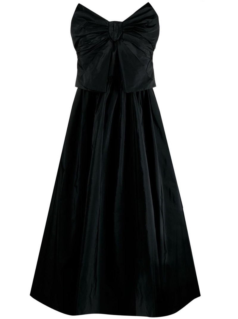 bow appliqué strapless mididress 1