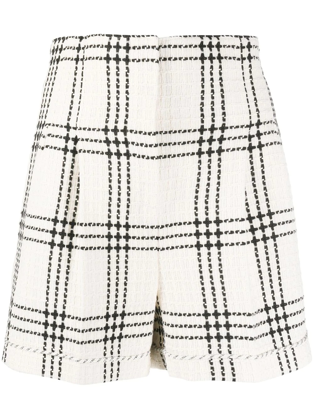 check-pattern high-waisted shorts - 1