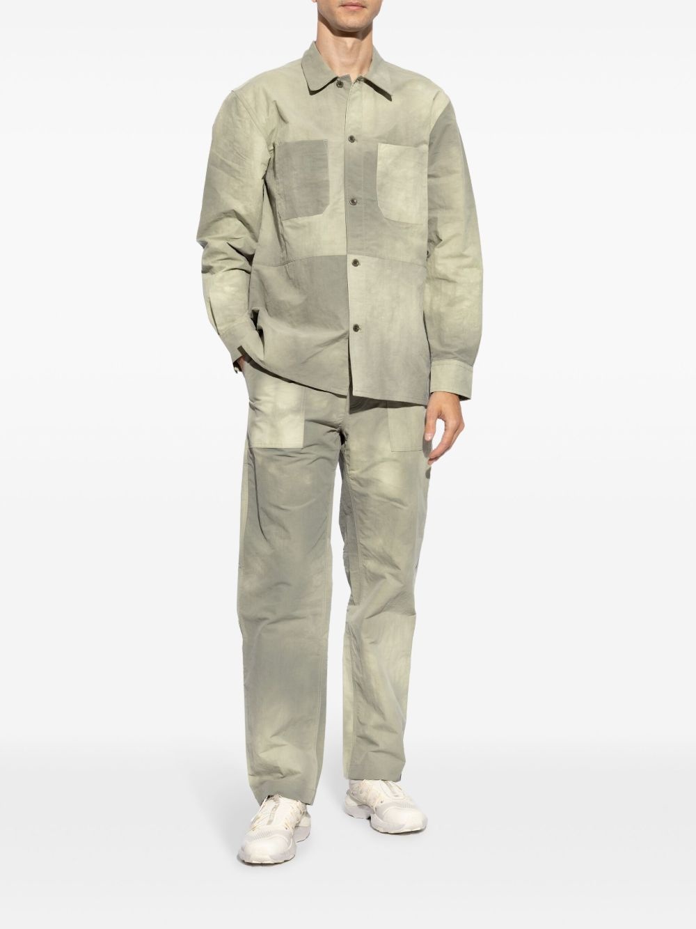 bleached-effect panelled shirt jacket - 2