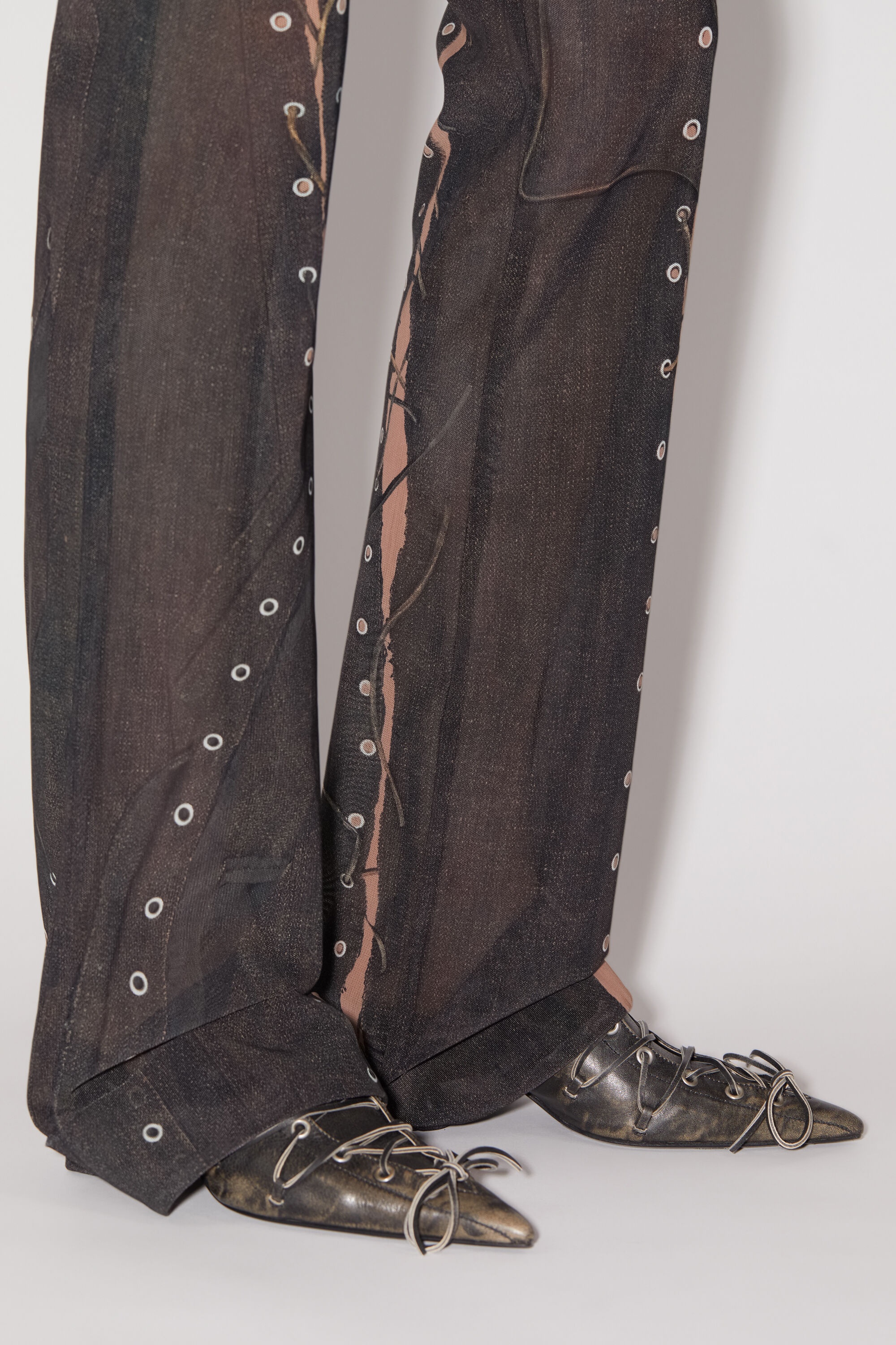 Trompe l'oeil trousers - Dark brown/beige - 4