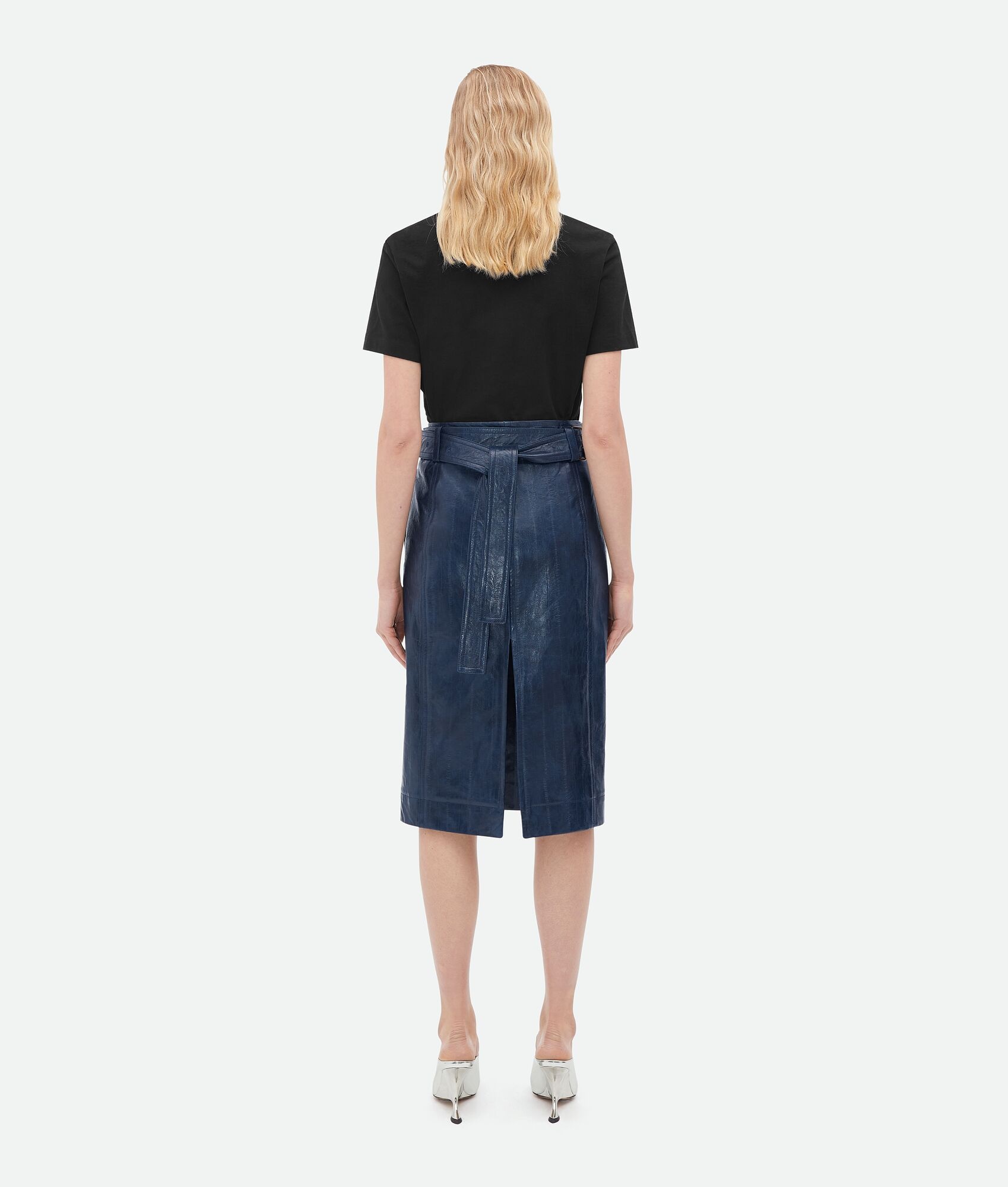 Embossed Leather Midi Skirt - 3
