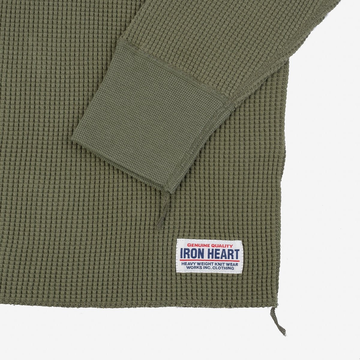 IHTL-1213-OLV Waffle Knit Long Sleeve Thermal Henley Olive - 3