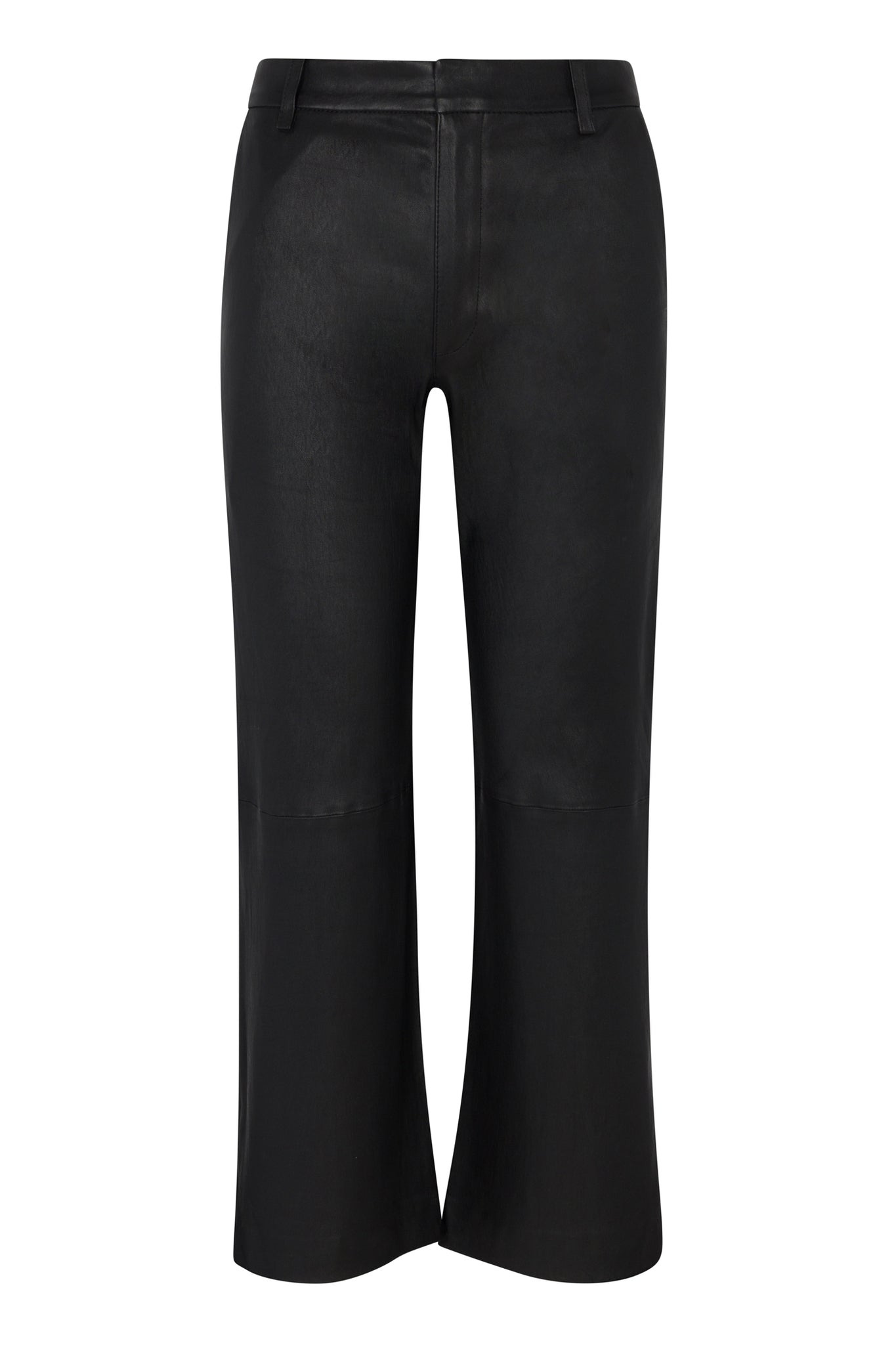 BLACK LEATHER CROPPED TROUSERS - 5