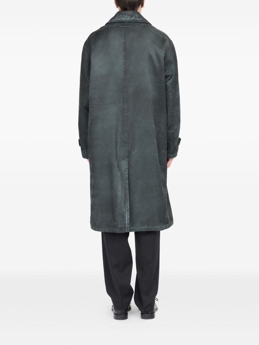 waxed button-up coat - 6