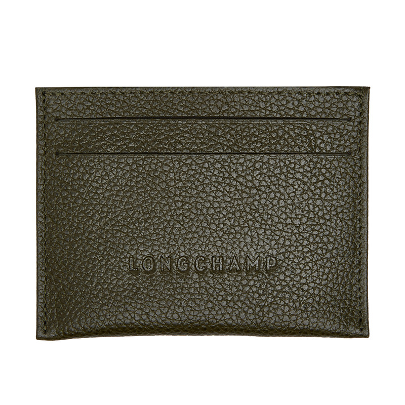 Longchamp Le Foulonné Card holder Khaki - Leather outlook
