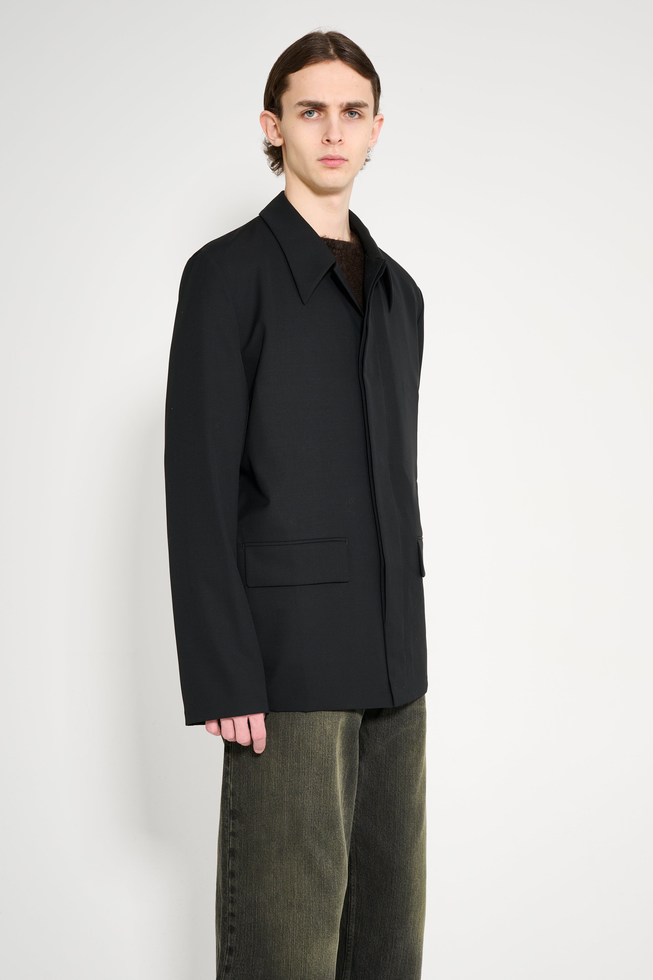 RIER POPELINE WOOL JACKET BLACK - 3