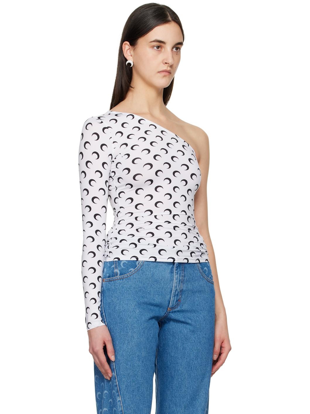 White Recycled Moon Jersey Second Skin Asymmetric T-shirt - 2
