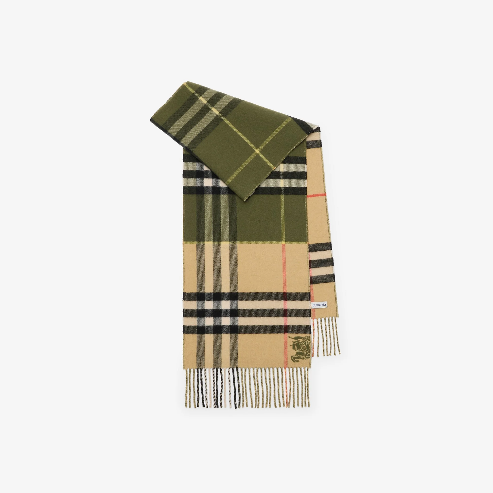 Contrast Check Cashmere Scarf - 1