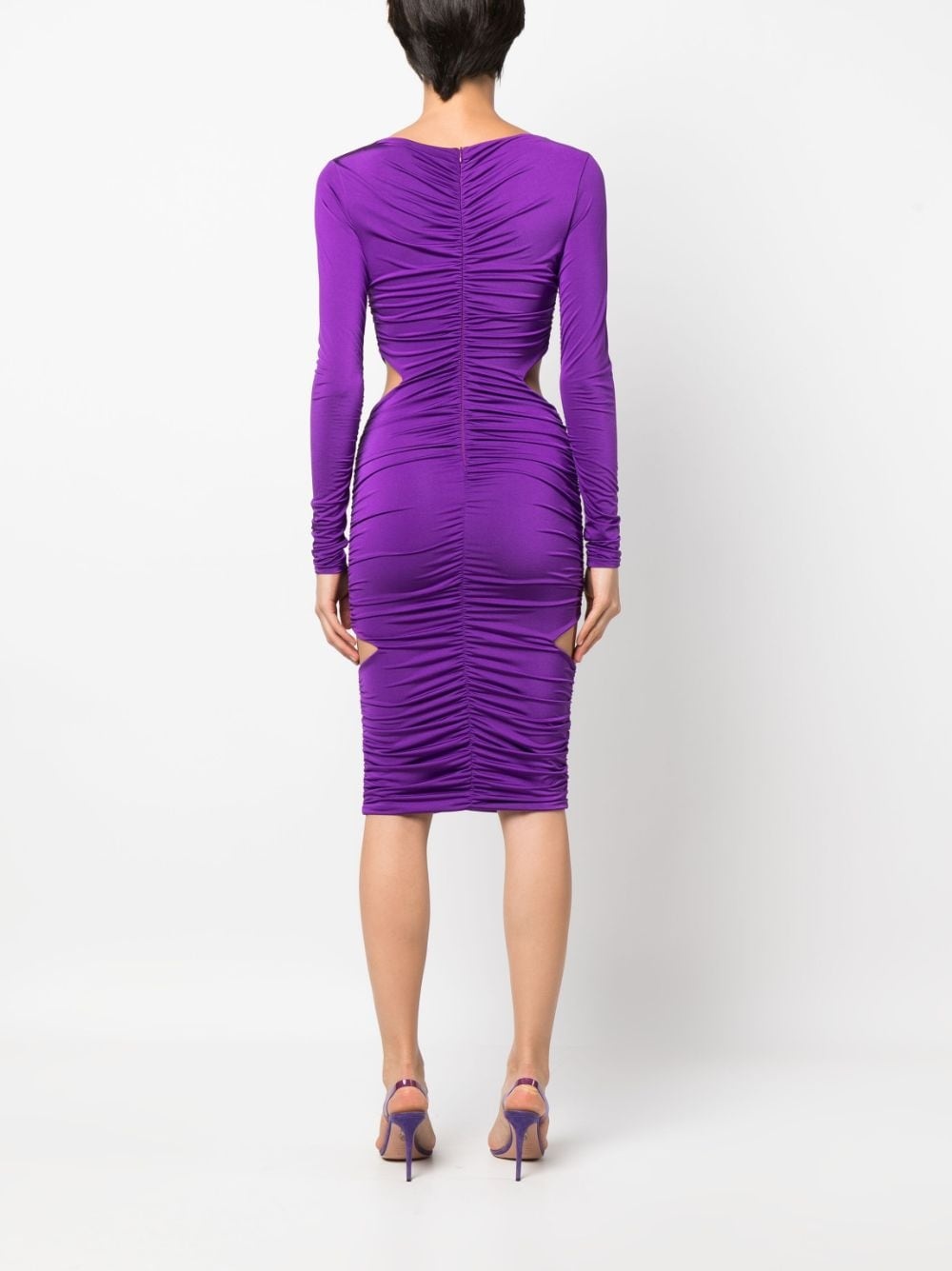 logo-plaque ruched midi dress - 4